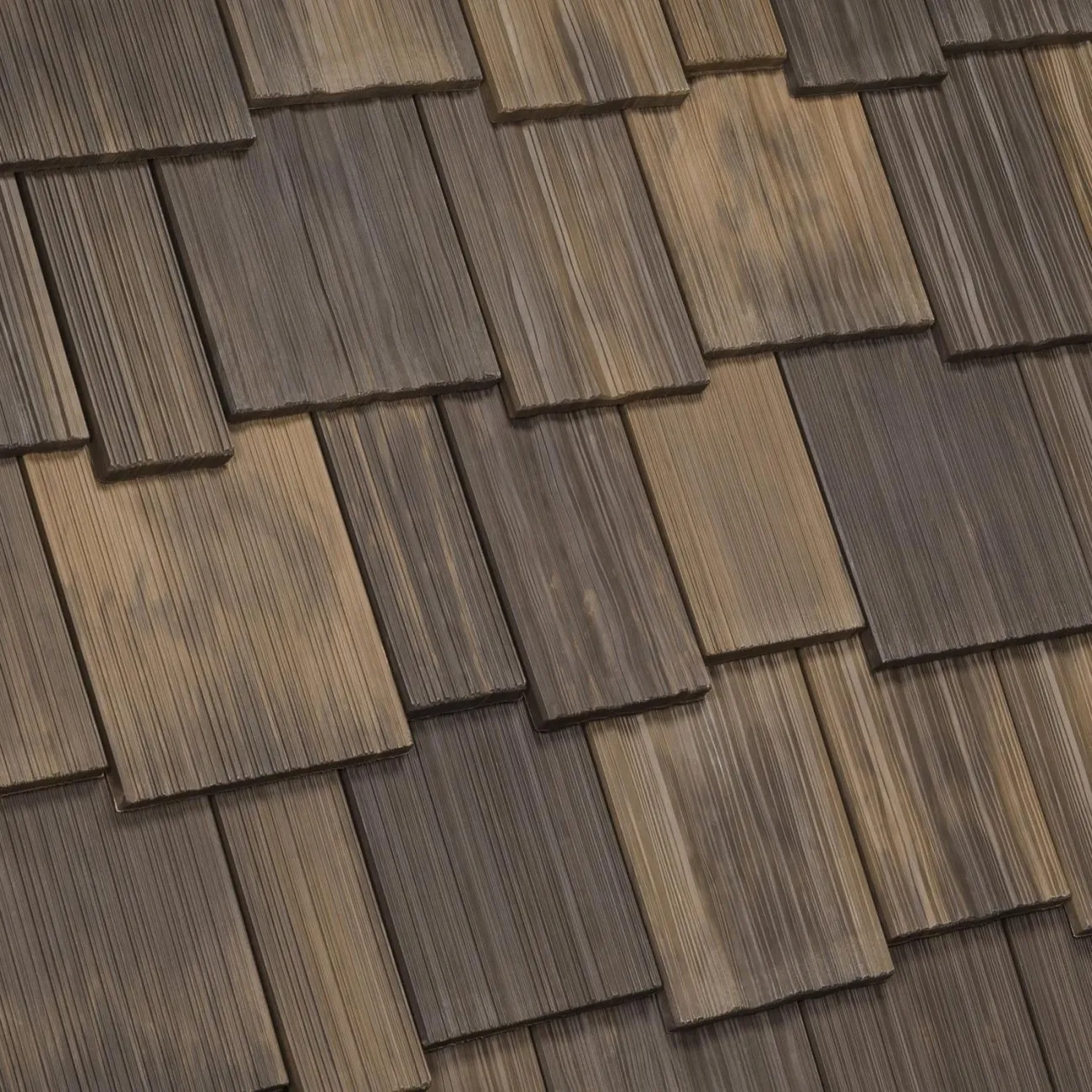 DaVinci Roofscapes Multi-Width Shake Aged Cedar roof shingle swatch
